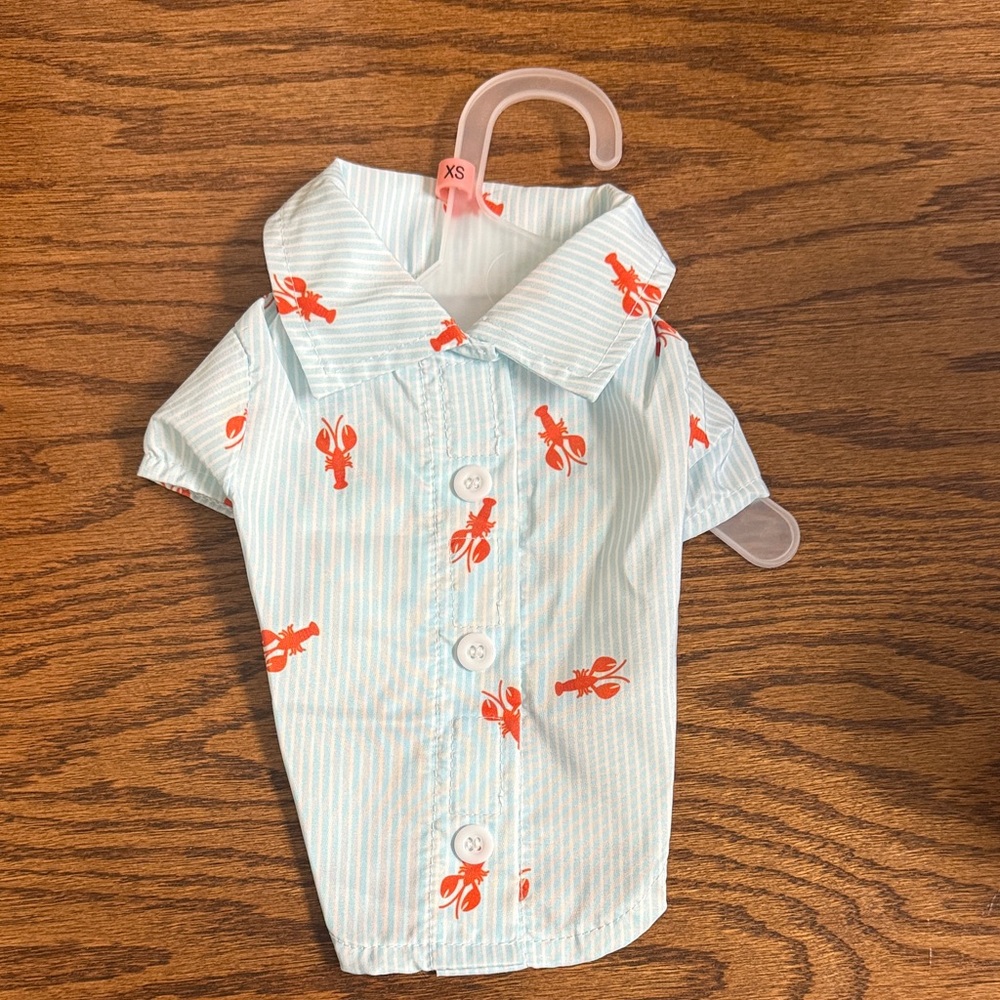 Striped Dog Shirt with Lobster Print